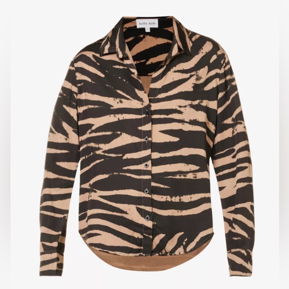 Bella Dahl Monterey Zebra Stripe-Print Woven Shirt Medium - Picture 1 of 9
